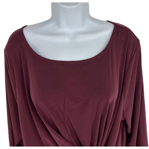 Lane Bryant Womens 3/4 Sleeve Burgundy Knot Front Tunic Dress Size 18/20 - Picture 2 of 8